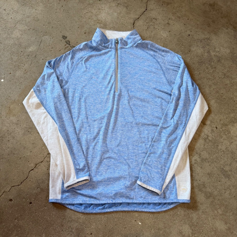 Peter Millar Quarter Zip Pullover Mens L Blue Heathered MF18EK160A Crown Sport